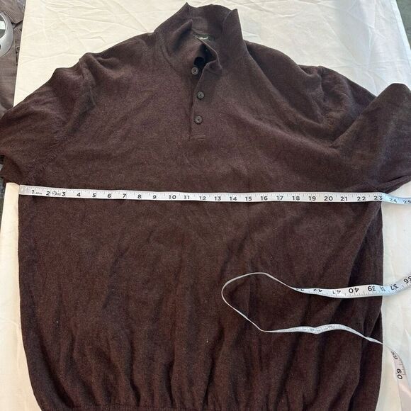 Eddie Bauer Cotton Cashmere Brown Quarter Button Sweater Men’s XL Casual Cozy - Picture 6 of 10